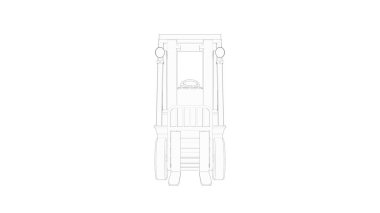 Beyaz arkaplanda izole edilmiş bir forklift yükleyicisinin 3d görüntülemesi