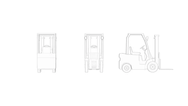 3d rendering of a fork lift loader isolated in white background — 스톡 사진