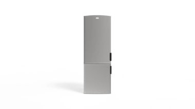 Buzdolabı 3D görüntüsü beyaz stüdyo arka planında izole edildi