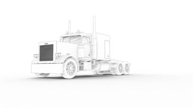 Ağır bir kamyonun yan görüntüsünün 3D görüntüsü