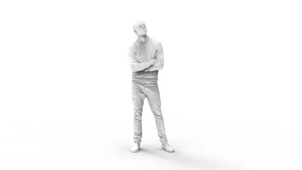 3d renderização de um modelo de computador de um homem de pé em fundo estúdio branco — Fotografia de Stock