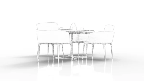 Representación 3d de un juego de comedor aislado en fondo de estudio blanco —  Fotos de Stock