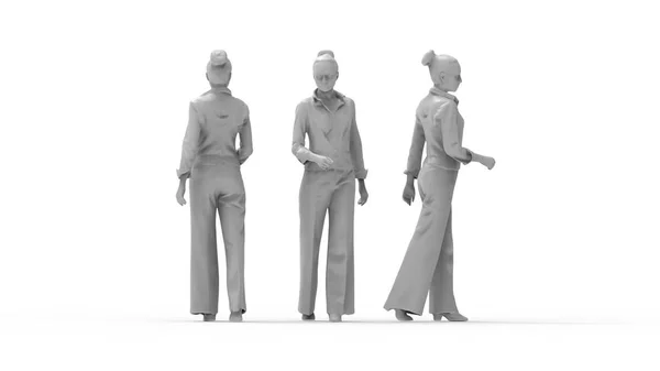 3D рендеринг женщины, идущей изолированно в белом фоне — стоковое фото