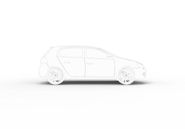 Beyaz stüdyo arka planında izole edilmiş bir SUV 'un 3D görüntüsü