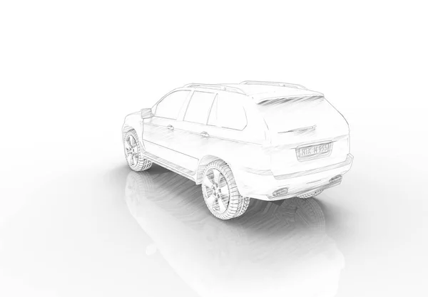 3d rendu d'une voiture SUV isolé en arrière-plan studio blanc — Photo