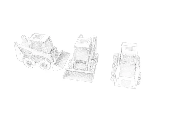 3d renderização de uma pequena escavadeira isolada em fundo estúdio branco — Fotografia de Stock