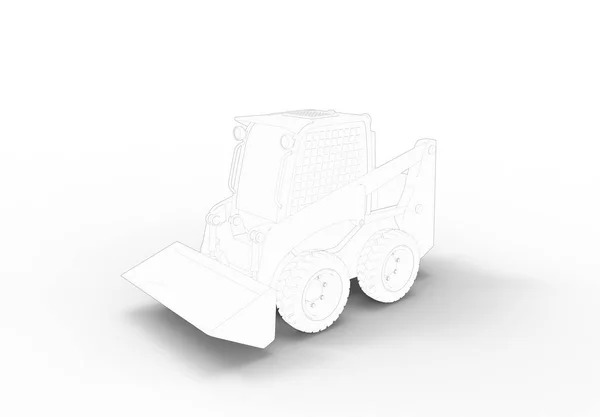 3D візуалізація маленького екскаватора ізольовано на білому фоні студії — стокове фото