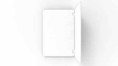 Beyaz arkaplanda izole edilmiş bir dizüstü bilgisayarın üç boyutlu çizimi