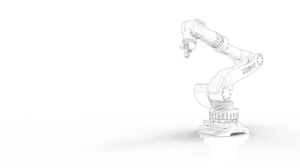 Representación 3D de un brazo robot aislado en fondo blanco de estudio —  Fotos de Stock