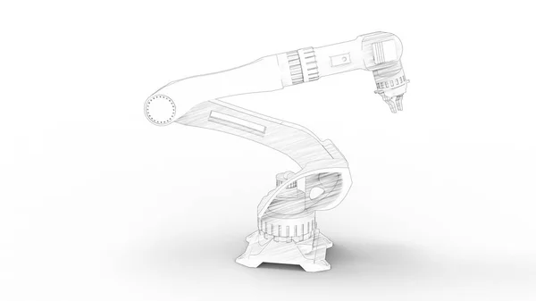 Representación 3D de un brazo robot aislado en fondo blanco de estudio —  Fotos de Stock