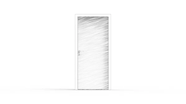 Beyaz arkaplanda izole edilmiş bir kapının 3d görüntülenmesi — Stok fotoğraf