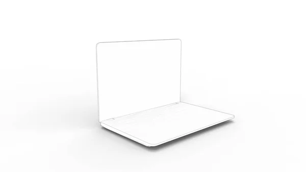 3d desenho de renderização de um computador portátil isolado em fundo branco — Fotografia de Stock