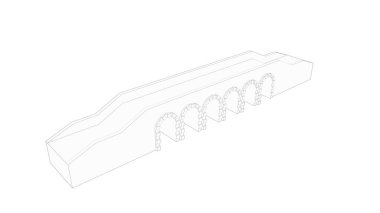 Beyaz arkaplanda izole edilmiş bir köprünün 3d görüntülenmesi