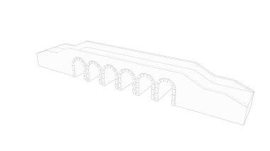 Beyaz arkaplanda izole edilmiş bir köprünün 3d görüntülenmesi