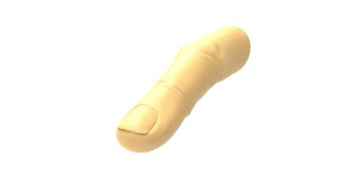 Beyaz stüdyo arka planında izole edilmiş bir işaret parmağının 3D görüntülenmesi