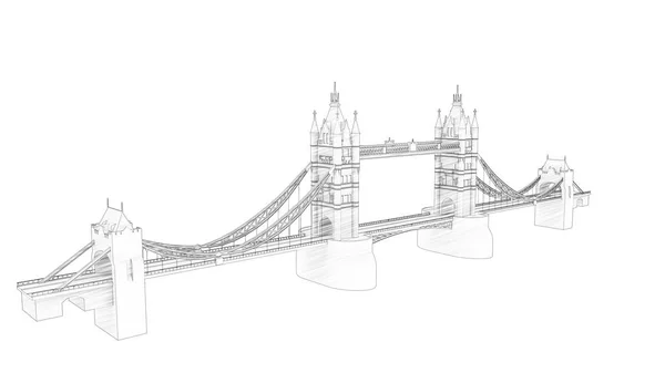 3-й вид Тауэрского моста в Лондоне изолирован — стоковое фото