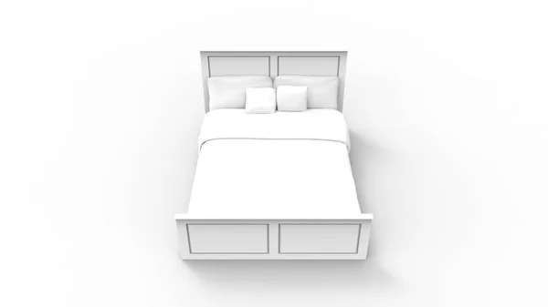 Representación 3d de una cama aislada en fondo blanco del estudio — Foto de Stock