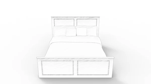 3d renderização de uma cama isolada em fundo estúdio branco — Fotografia de Stock