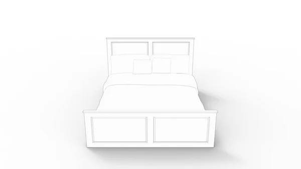 3d renderização de uma cama isolada em fundo estúdio branco — Fotografia de Stock