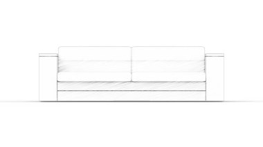 Beyaz stüdyo arka planında izole edilmiş bir kanepenin 3D görüntüsü
