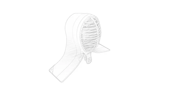 3d renderização de uma máscara kendo isolado em fundo branco — Fotografia de Stock