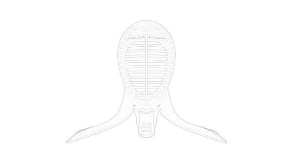 Representación 3d de una máscara de kendo aislada en fondo blanco —  Fotos de Stock