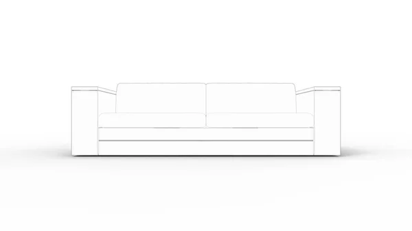3D рендеринг дивана на белом фоне студии — стоковое фото