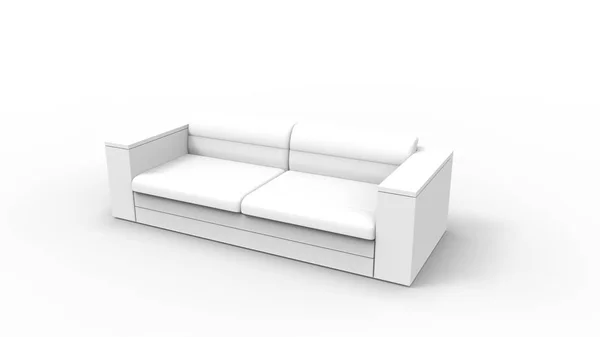 3d renderelés egy kanapé elszigetelt fehér stúdió háttér — Stock Fotó