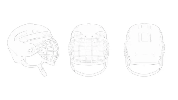 3D vykreslení hokejové helmy masky izolované v bílém pozadí — Stock fotografie