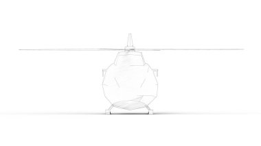 Beyaz stüdyo arka planında izole edilmiş düşük çözünürlüklü bir helikopter görüntüsü