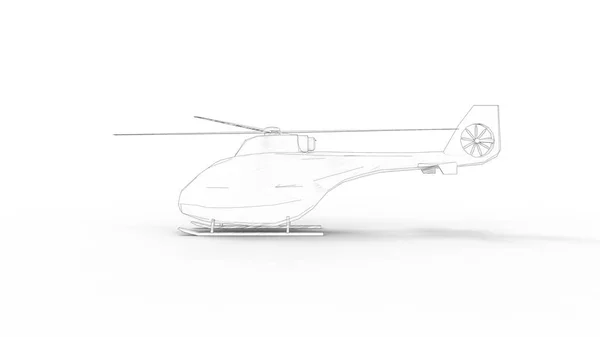 3D-Darstellung eines Low-Poly-Hubschraubers isoliert im weißen Studiohintergrund — Stockfoto