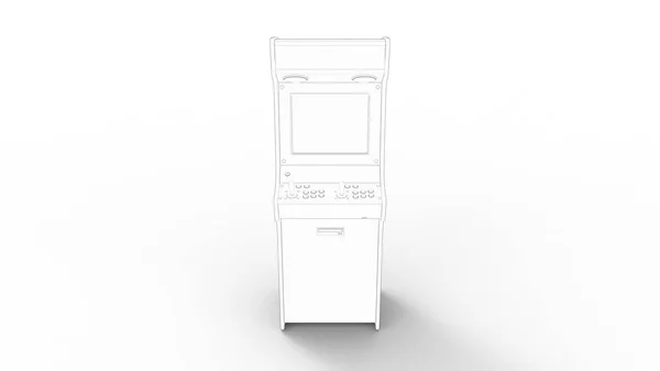 3d renderização de uma linha de máquina de arcade desenho isolado em fundo branco — Fotografia de Stock