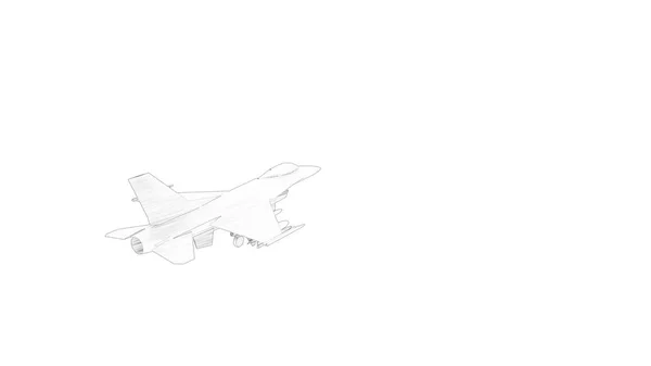 3D-Rendering von Mehrfachansichten eines Kampfjets isoliert auf weißem Hintergrund — Stockfoto