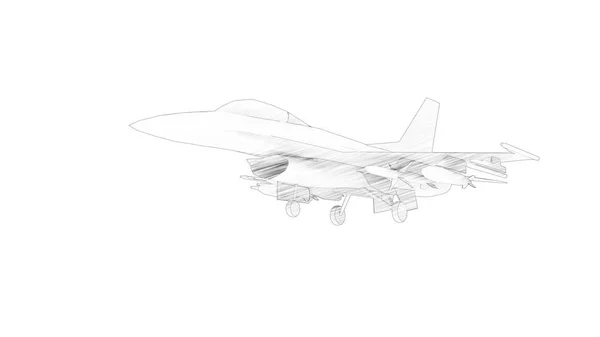 3D vykreslení vícenásobného pohledu na stíhací letoun izolovaný v bílém pozadí — Stock fotografie