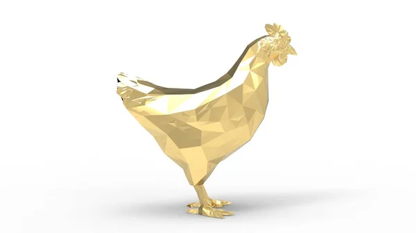 Representación 3d de un pollo dorado aislado en fondo blanco — Foto de Stock