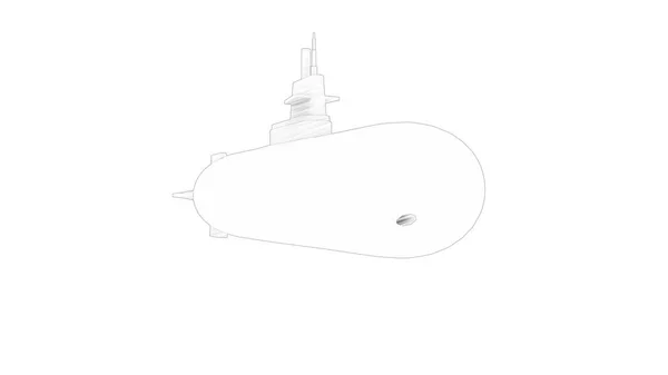 Representación 3d de un submarino aislado en fondo blanco del estudio — Foto de Stock