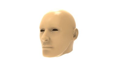 Beyaz arkaplanda izole edilmiş üç boyutlu insan yüzü