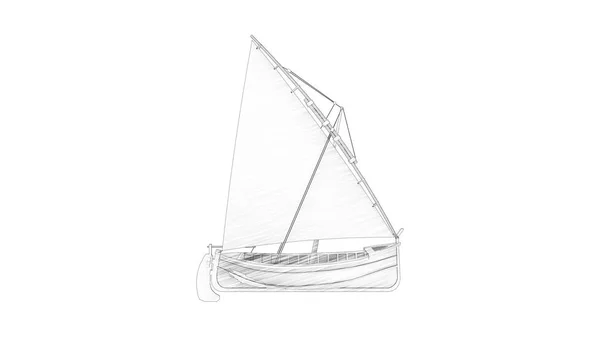 Representación 3d de un velero siolado en fondo blanco estudio —  Fotos de Stock