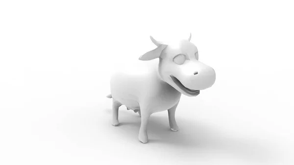 Representación 3d de una vaca de dibujos animados aislada en fondo de estudio blanco — Foto de Stock