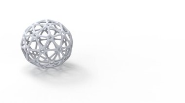 Beyaz arkaplanda izole edilmiş karmaşık şekilli bir küre topunun 3d görüntülenmesi