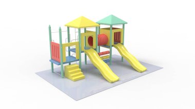 Beyaz arkaplanda izole edilmiş bir oyun alanı yapısının 3d görüntülenmesi