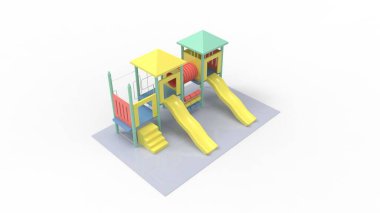 Beyaz arkaplanda izole edilmiş bir oyun alanı yapısının 3d görüntülenmesi