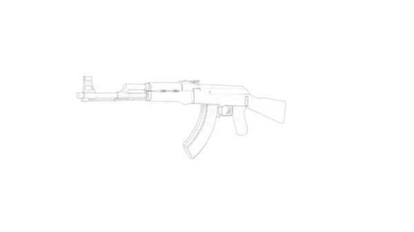 Renderização 3d de um rifle automático isolado em fundo branco — Fotografia de Stock