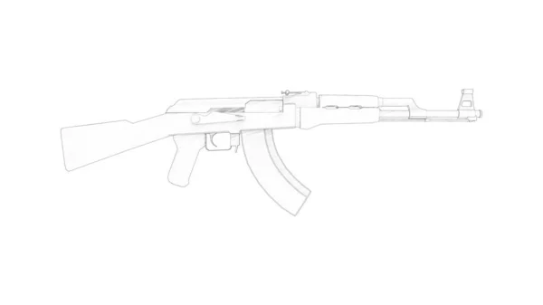 Renderização 3d de um rifle automático isolado em fundo branco — Fotografia de Stock
