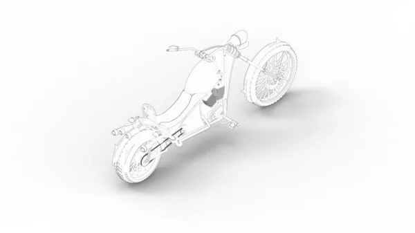 3d renderização de um conceito de motocicleta de cruzeiro isolado em estúdio branco — Fotografia de Stock