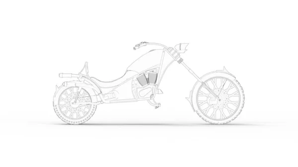 3d representación de un concepto de motocicleta de crucero aislado en estudio blanco —  Fotos de Stock