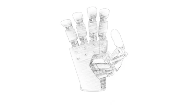 Representación 3d de una mano robot aislado en fondo blanco estudio —  Fotos de Stock
