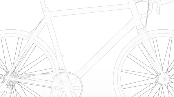 Beyaz arka planda izole edilmiş bir yarış bisikleti 3 boyutlu canlandırması — Stok fotoğraf