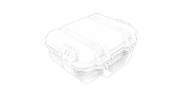 Beyaz stüdyo arka planında izole edilmiş plastik bir bavul.