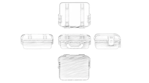 3d renderização de uma mala de plástico isolado em fundo estúdio branco — Fotografia de Stock